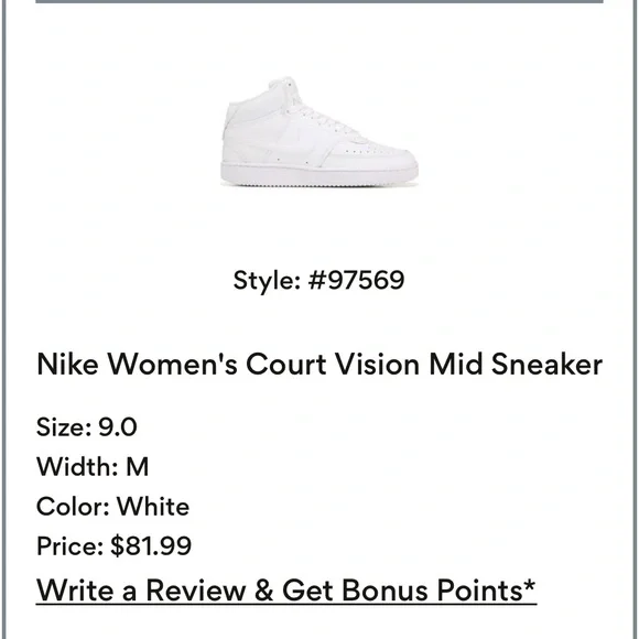 Nike Women's Court Vision White Mid-Top Sneakers - Picture 8 of 8